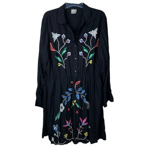 ASOS Black Embroidered Shirt Dress
